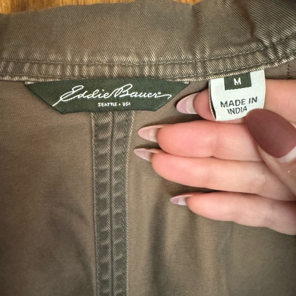 Eddie Bauer Women’s Medium Green 100% Cotton Military Utility Jacket - Picture 8 of 11